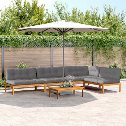 Set Divano Pallet Giardino 5pz con Cuscini Massello Acacia