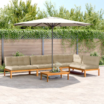 Set Divano Pallet Giardino 5pz con Cuscini Massello Acacia