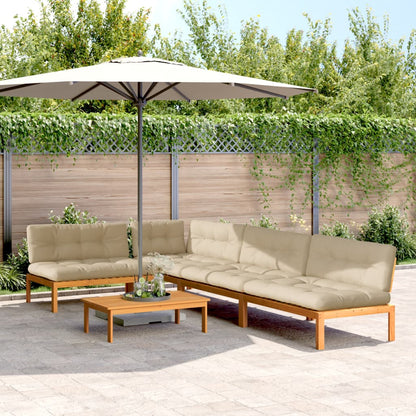 Set Divano Pallet Giardino 5pz con Cuscini Massello Acacia