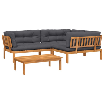 Set Divani Pallet Giardino 4pz Cuscini Legno Massello Acacia