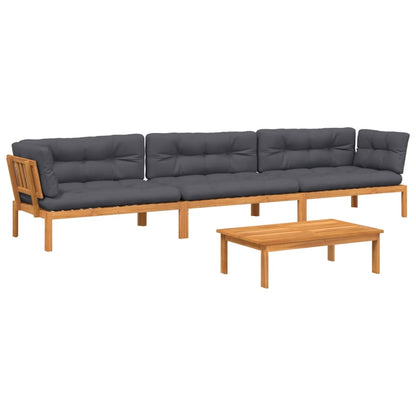 Set Divani Pallet Giardino 4pz Cuscini Legno Massello Acacia