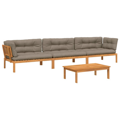Set Divani Pallet Giardino 4pz Cuscini Legno Massello Acacia
