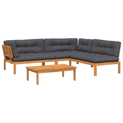 Set Divani Pallet Giardino 4pz Cuscini Legno Massello Acacia