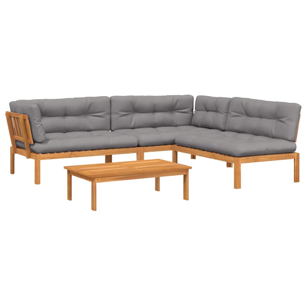 Set Divani Pallet Giardino 4pz Cuscini Legno Massello Acacia