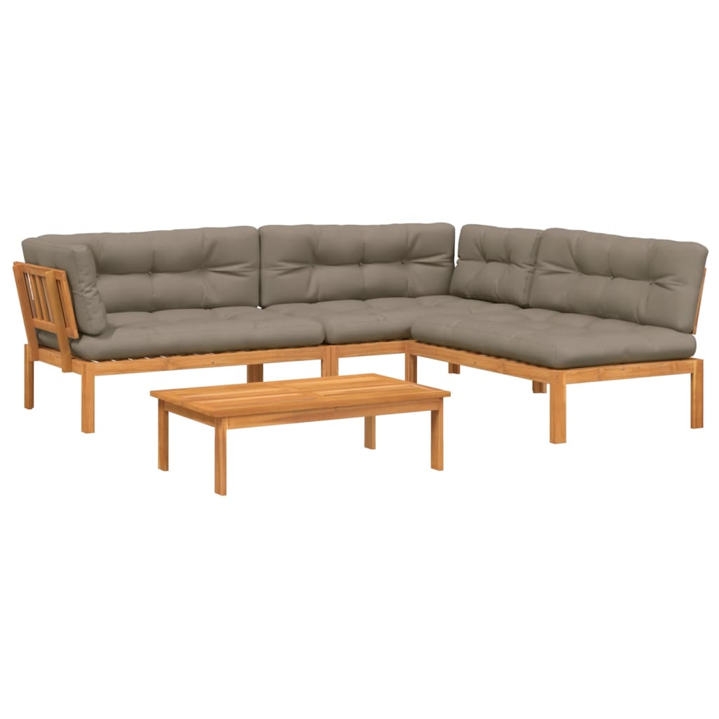 Set Divani Pallet Giardino 4pz Cuscini Legno Massello Acacia