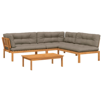 Set Divani Pallet Giardino 4pz Cuscini Legno Massello Acacia