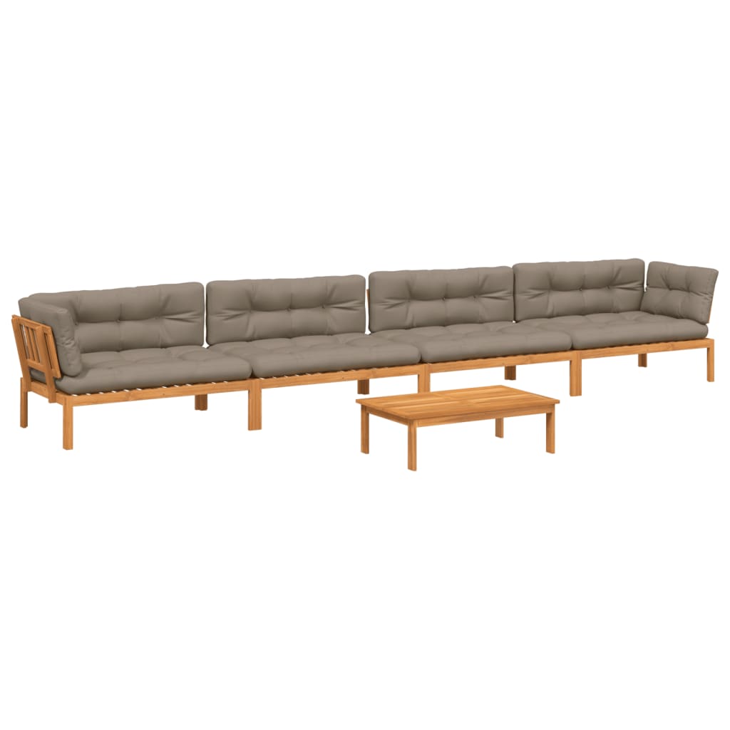 Set Divano Pallet Giardino 5pz con Cuscini Massello Acacia