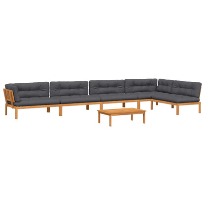 Set Divano Pallet da Giardino 6 pz con Cuscini Massello Acacia