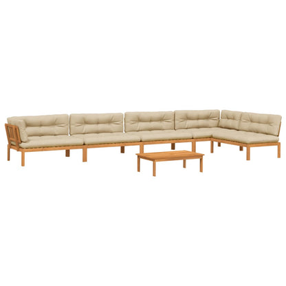 Set Divano Pallet da Giardino 6 pz con Cuscini Massello Acacia