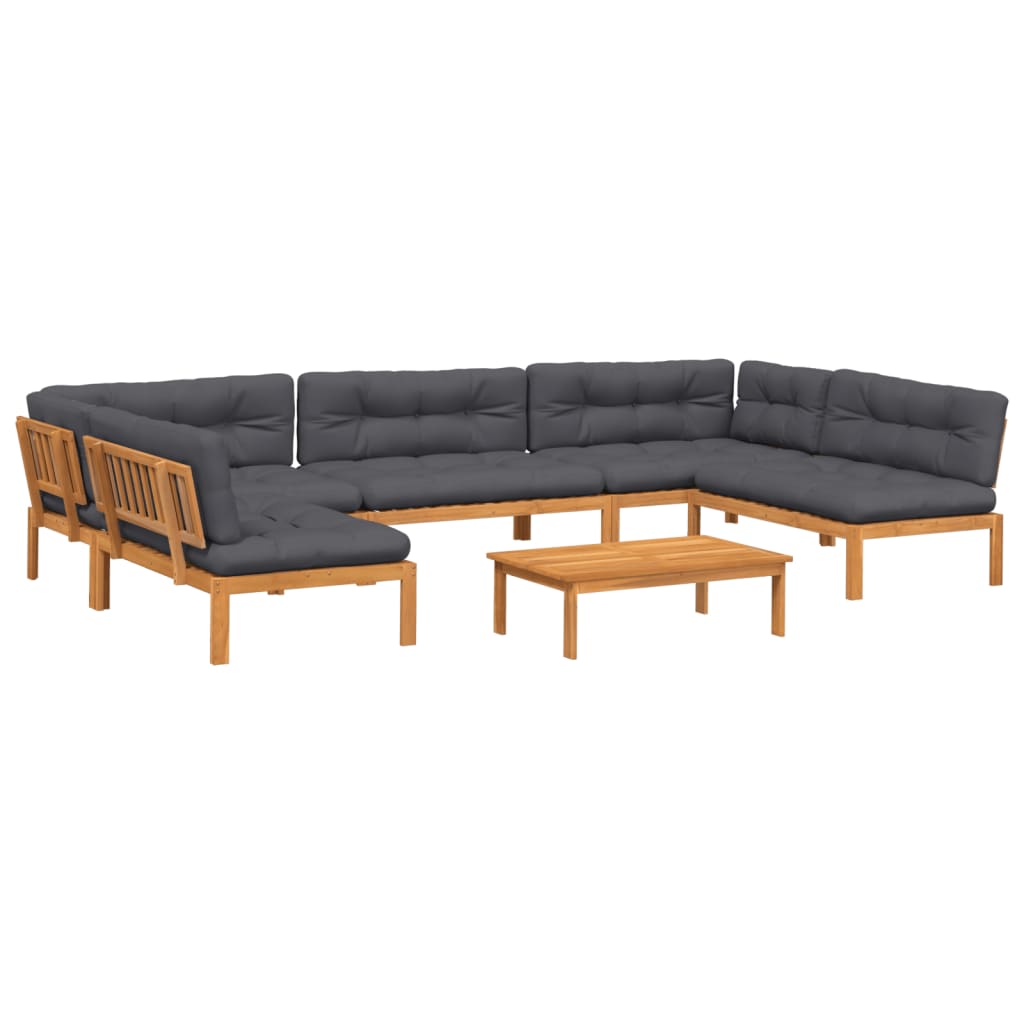 Set Divano Pallet da Giardino 6 pz con Cuscini Massello Acacia