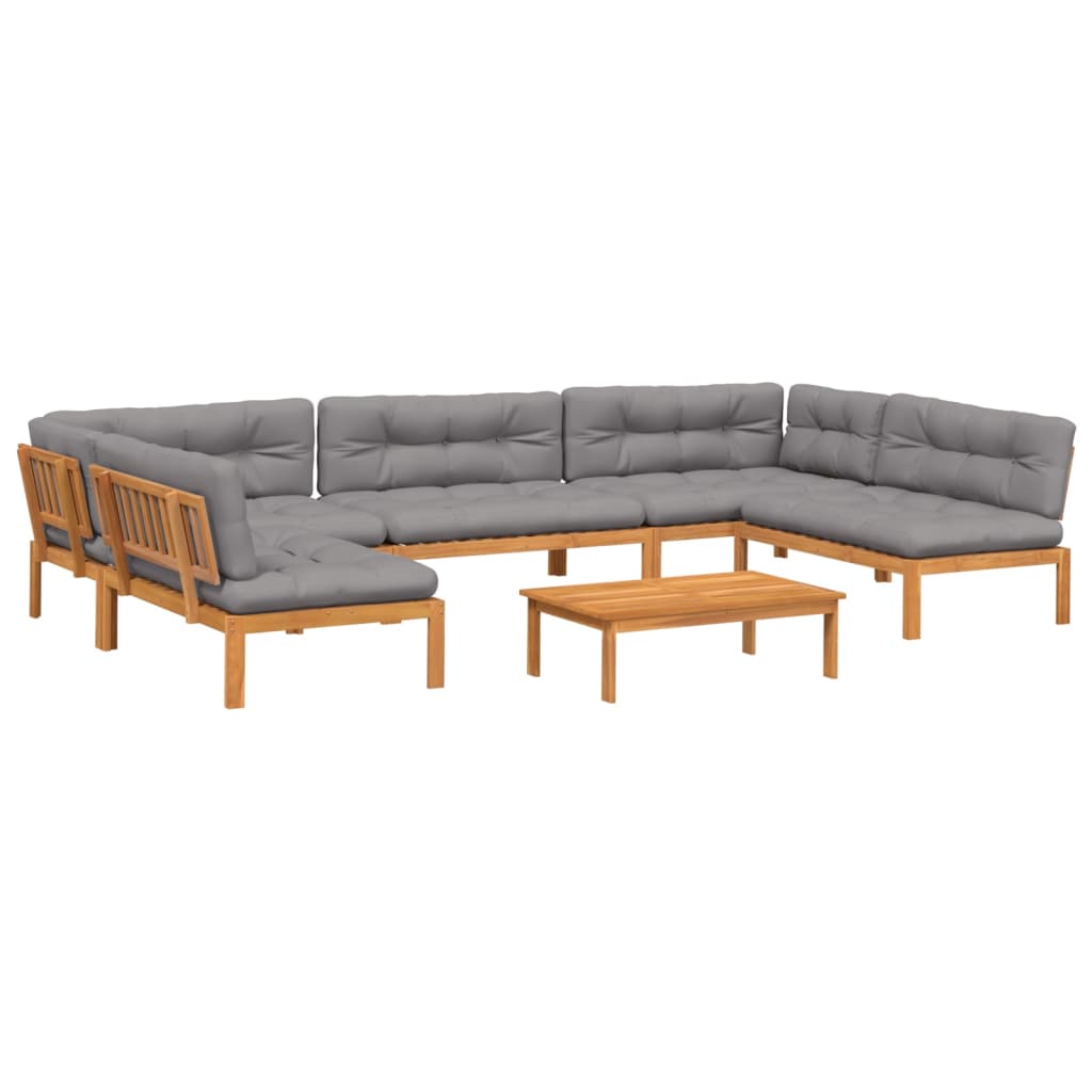 Set Divano Pallet da Giardino 6 pz con Cuscini Massello Acacia