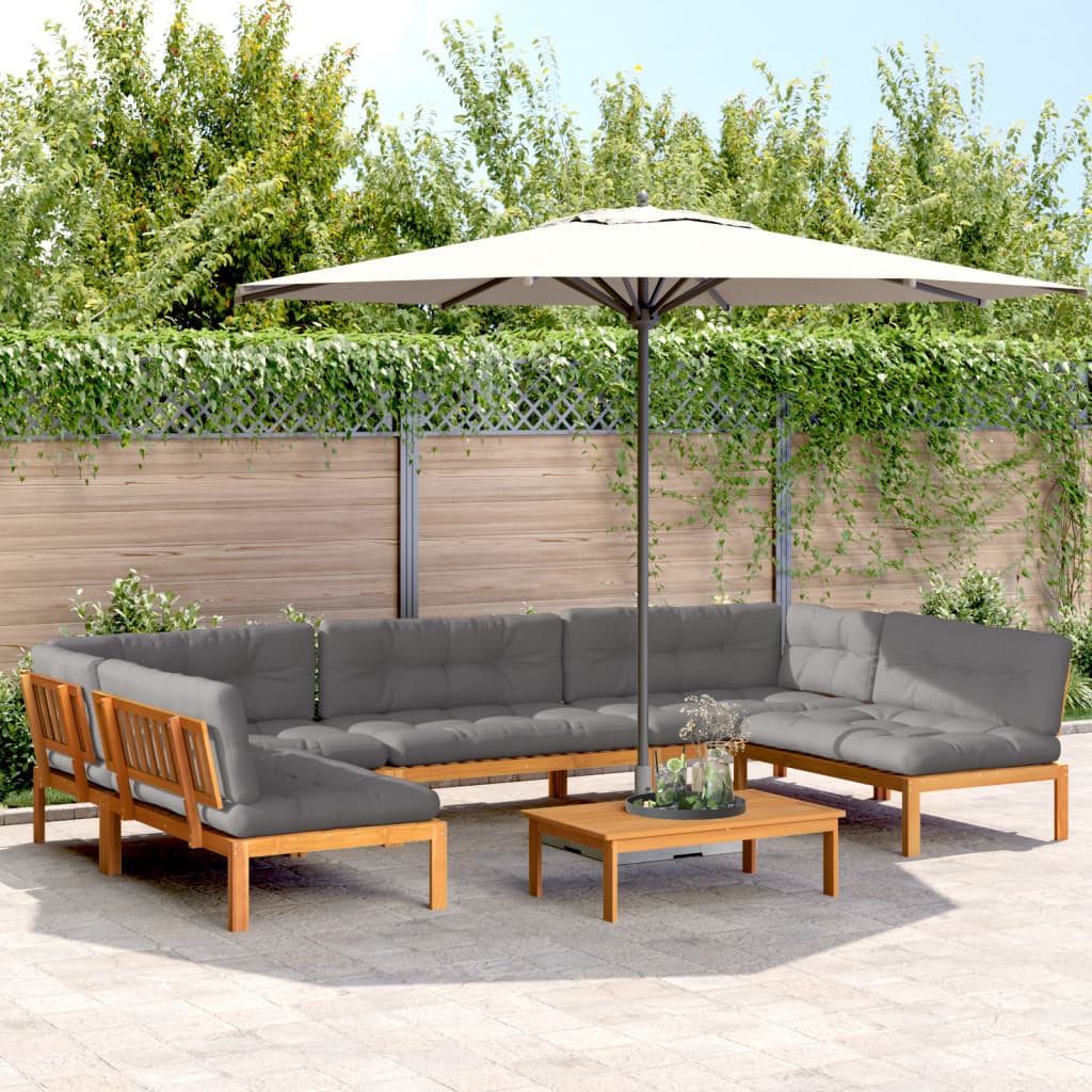 Set Divano Pallet da Giardino 6 pz con Cuscini Massello Acacia