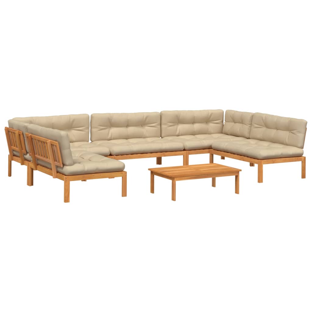 Set Divano Pallet da Giardino 6 pz con Cuscini Massello Acacia