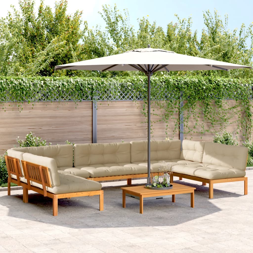 Set Divano Pallet da Giardino 6 pz con Cuscini Massello Acacia