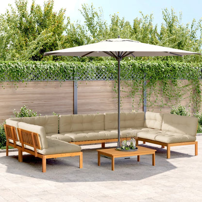 Set Divano Pallet da Giardino 6 pz con Cuscini Massello Acacia