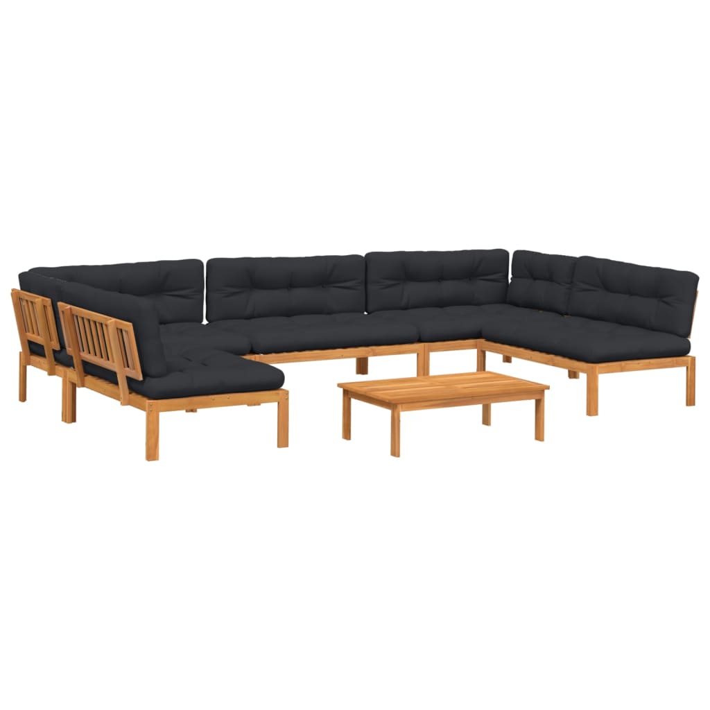 Set Divano Pallet da Giardino 6 pz con Cuscini Massello Acacia