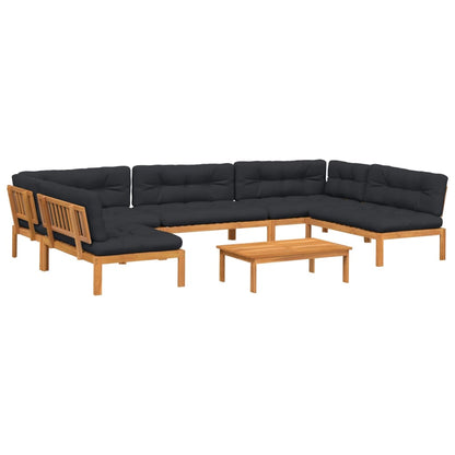 Set Divano Pallet da Giardino 6 pz con Cuscini Massello Acacia