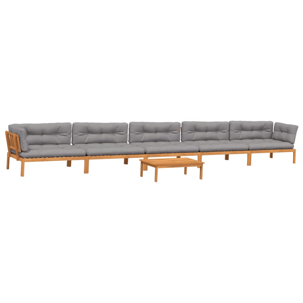 Set Divano Pallet da Giardino 6 pz con Cuscini Massello Acacia