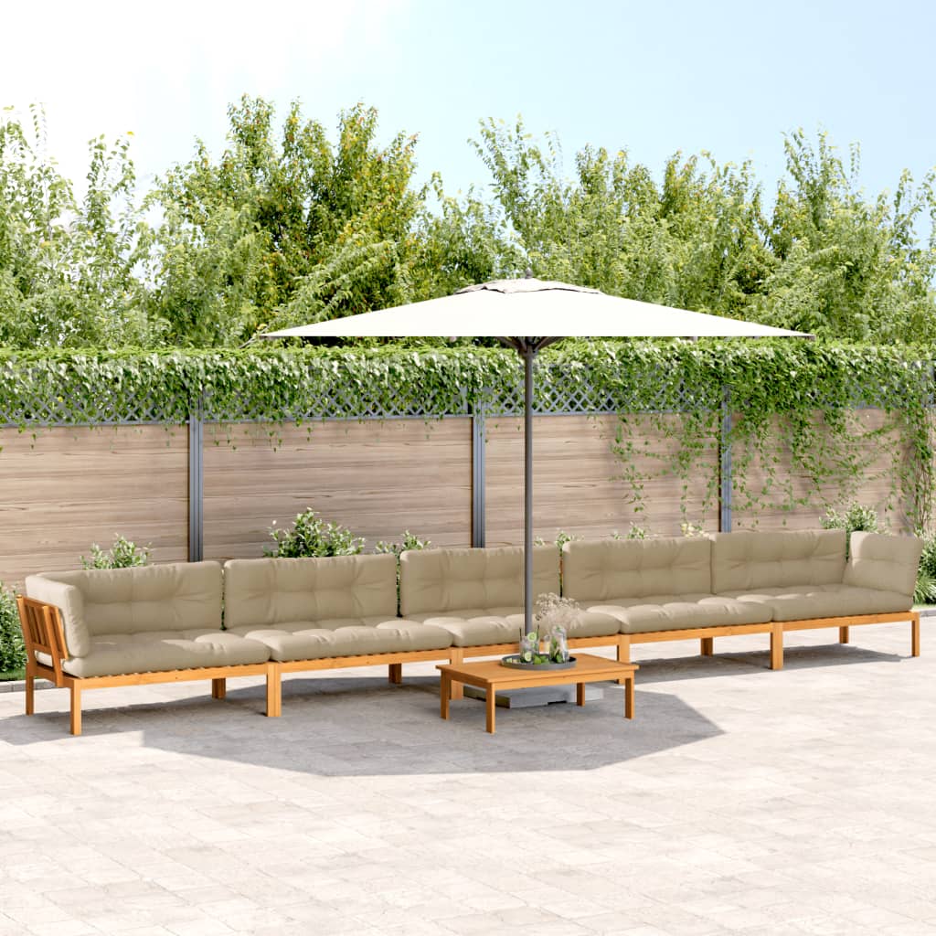 Set Divano Pallet da Giardino 6 pz con Cuscini Massello Acacia