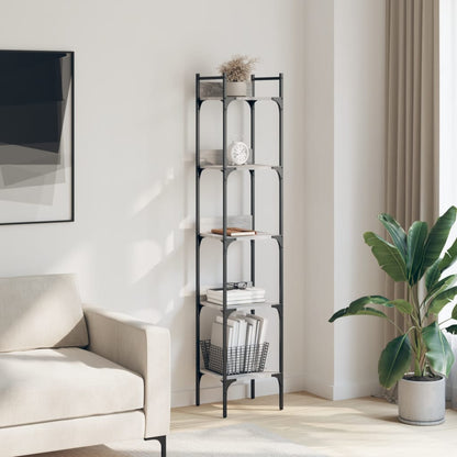 Libreria 5 Ripiani Grigio Sonoma 35x30x174cm Legno Multistrato