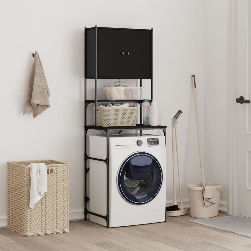 Mobile per Lavatrice Nero 68x48,5x194 cm