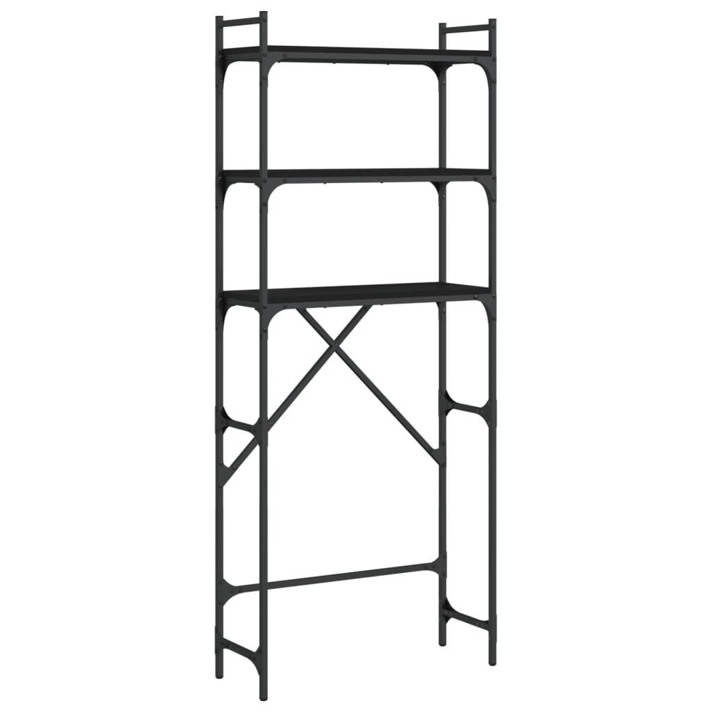 Scaffale per Lavatrice Nero 67x25x163 cm in Legno Multistrato