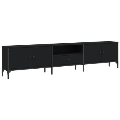 Mobile TV con Cassetto Nero 200x25x44 cm in Legno Multistrato