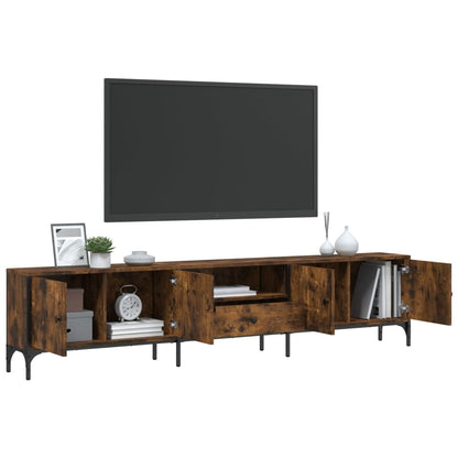Mobile TV Cassetto Rovere Fumo 200x25x44 cm Legno Multistrato
