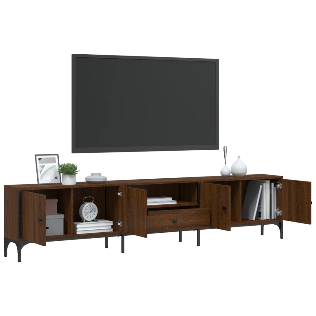 Mobile TV Cassetto Rovere Marrone 200x25x44cm Legno Multistrato