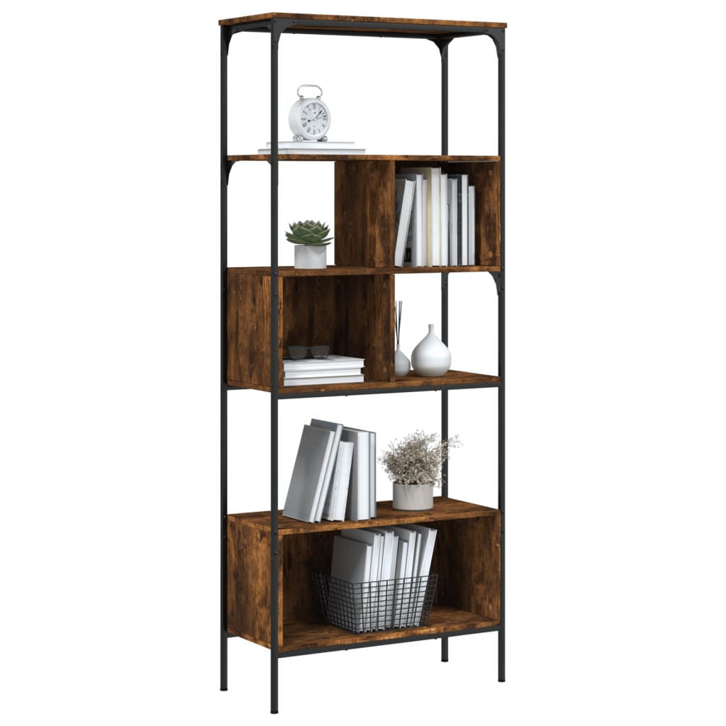 Libreria 5 Ripiani Rovere Fumo 76x33x188,5 cm Legno Multistrato