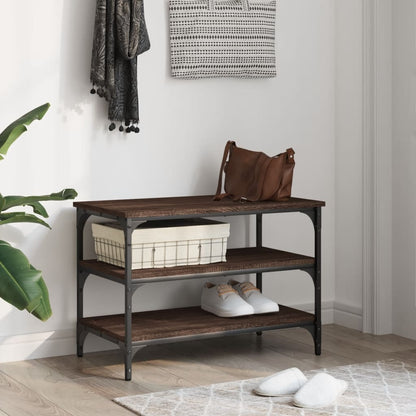 Panca Portascarpe Rovere Marrone 70x38,5x49cm Legno Multistrato