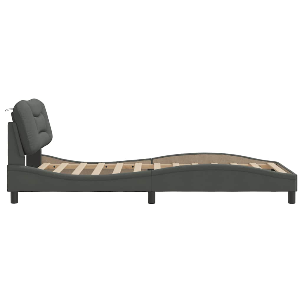 Giroletto senza Materasso Hvar Grigio Scuro 100x200 cm Tessuto