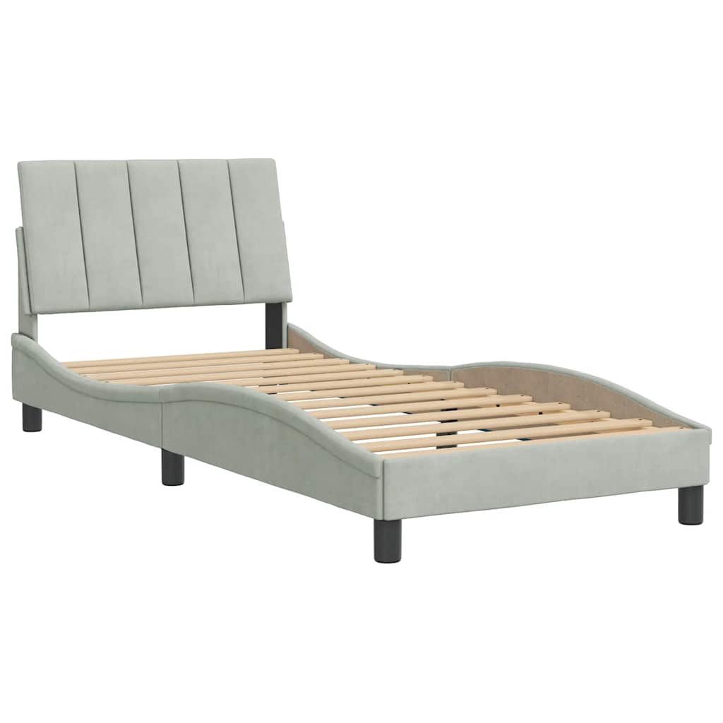 Giroletto senza Materasso Hanko Grigio Chiaro 80x200 cm Velluto