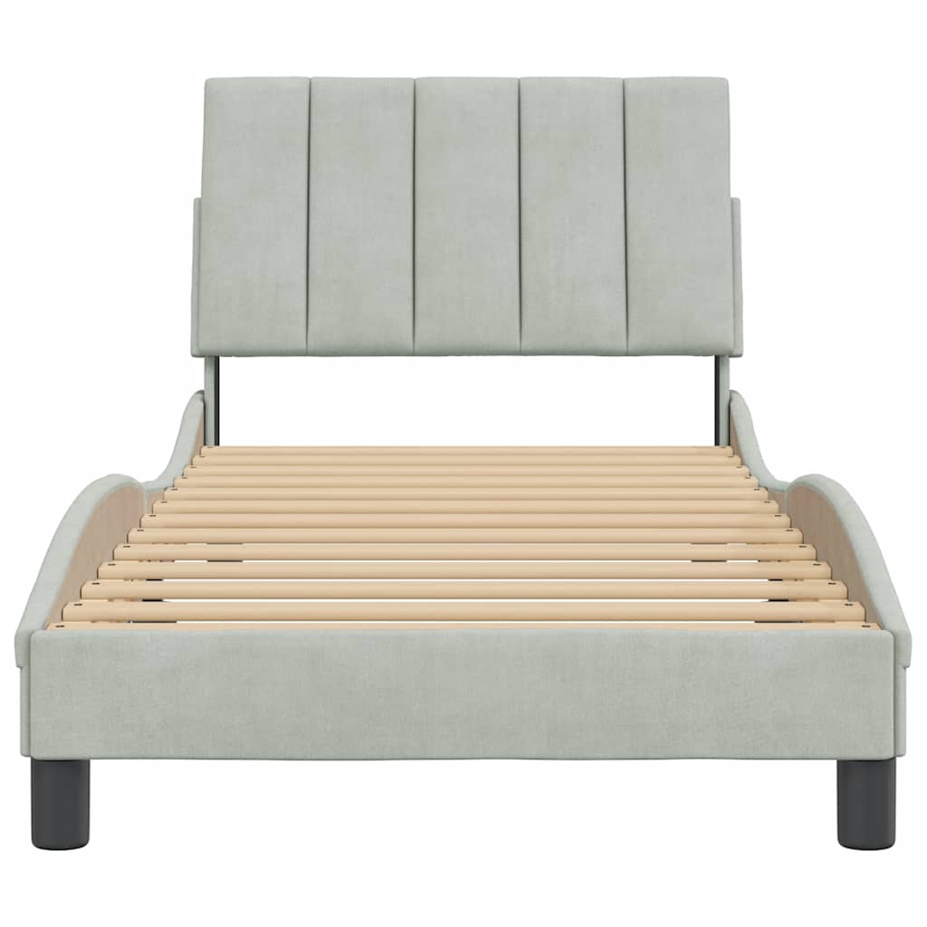 Giroletto senza Materasso Hanko Grigio Chiaro 80x200 cm Velluto