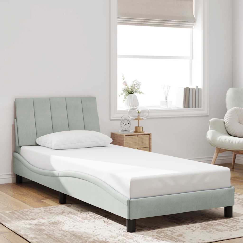 Giroletto senza Materasso Hanko Grigio Chiaro 80x200 cm Velluto
