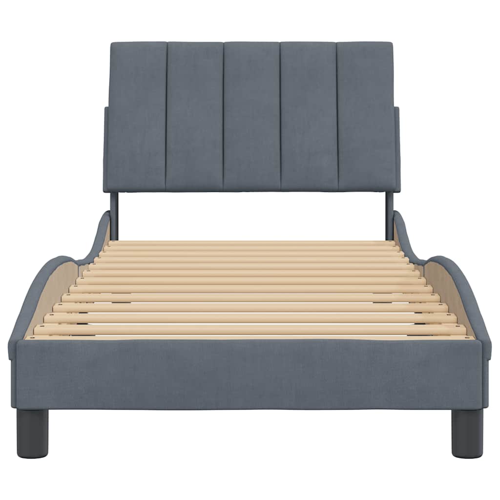 Giroletto senza Materasso Hanko Grigio Scuro 80x200 cm Velluto