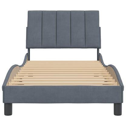 Giroletto senza Materasso Hanko Grigio Scuro 80x200 cm Velluto