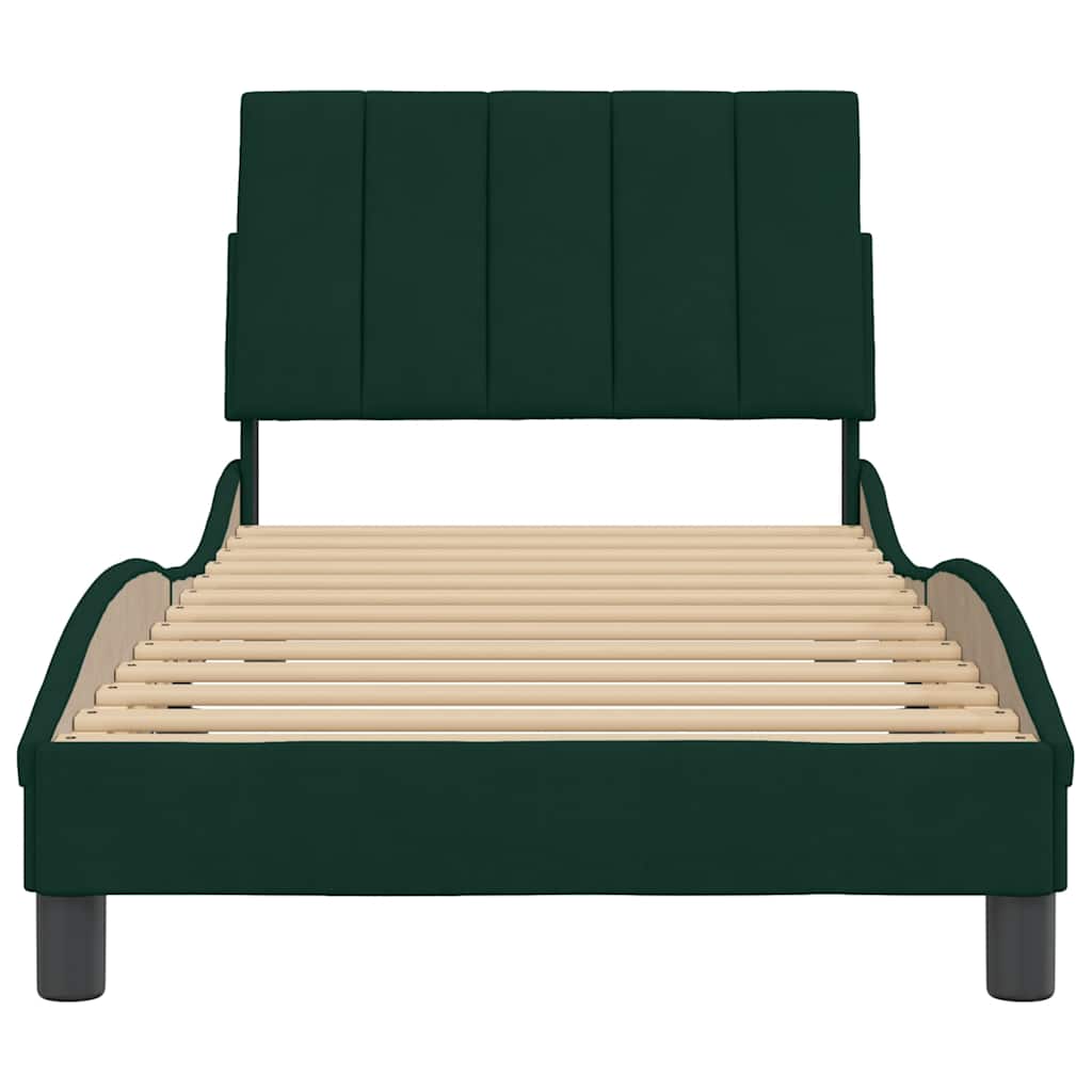 Giroletto senza Materasso Hanko Verde Scuro 80x200 cm in Velluto