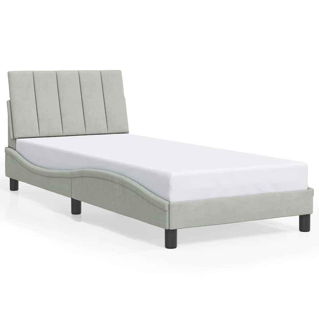 Giroletto senza Materasso Hanko Grigio Chiaro 90x190 cm Velluto