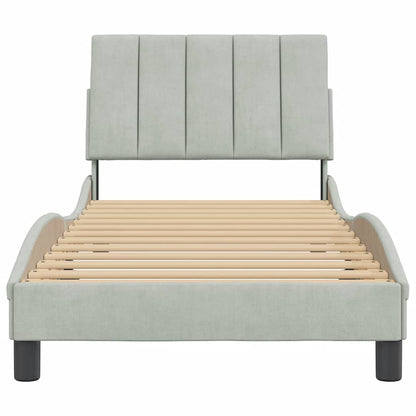Giroletto senza Materasso Hanko Grigio Chiaro 90x190 cm Velluto