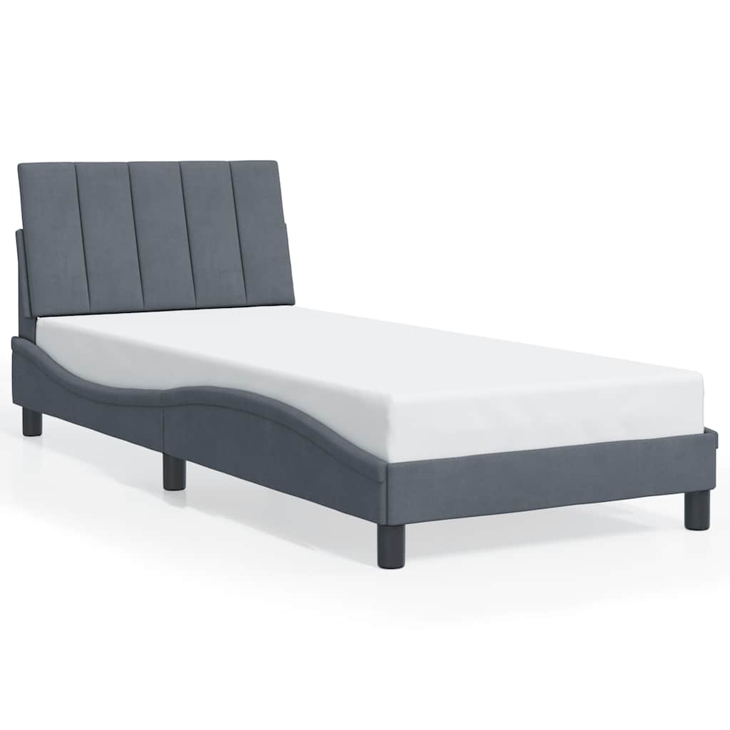 Giroletto senza Materasso Hanko Grigio Scuro 90x190 cm Velluto