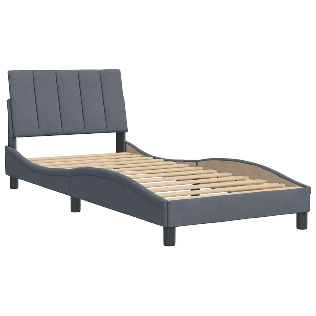 Giroletto senza Materasso Hanko Grigio Scuro 90x190 cm Velluto