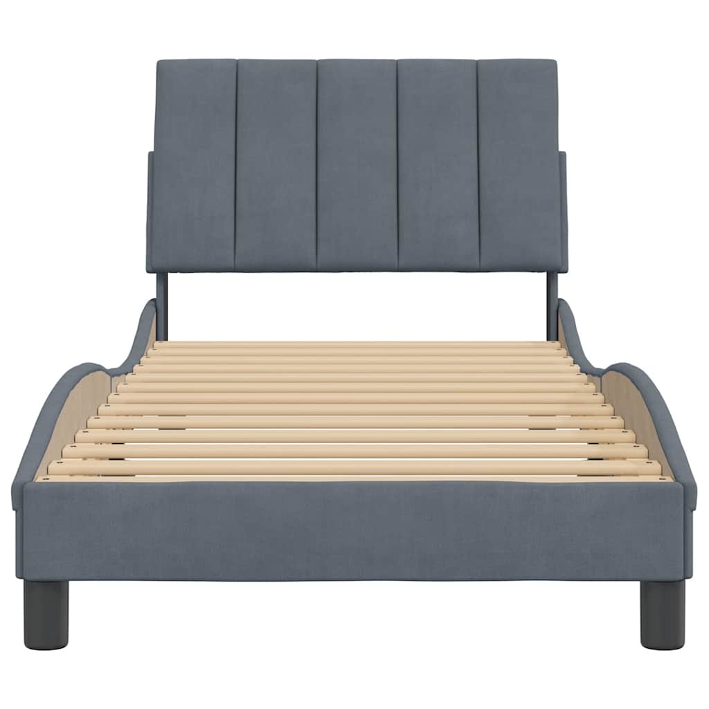 Giroletto senza Materasso Hanko Grigio Scuro 90x190 cm Velluto