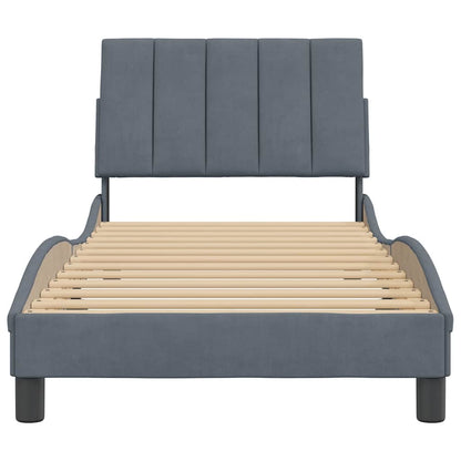 Giroletto senza Materasso Hanko Grigio Scuro 90x190 cm Velluto