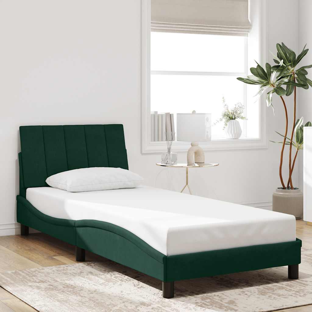 Giroletto senza Materasso Hanko Verde Scuro 90x190 cm in Velluto
