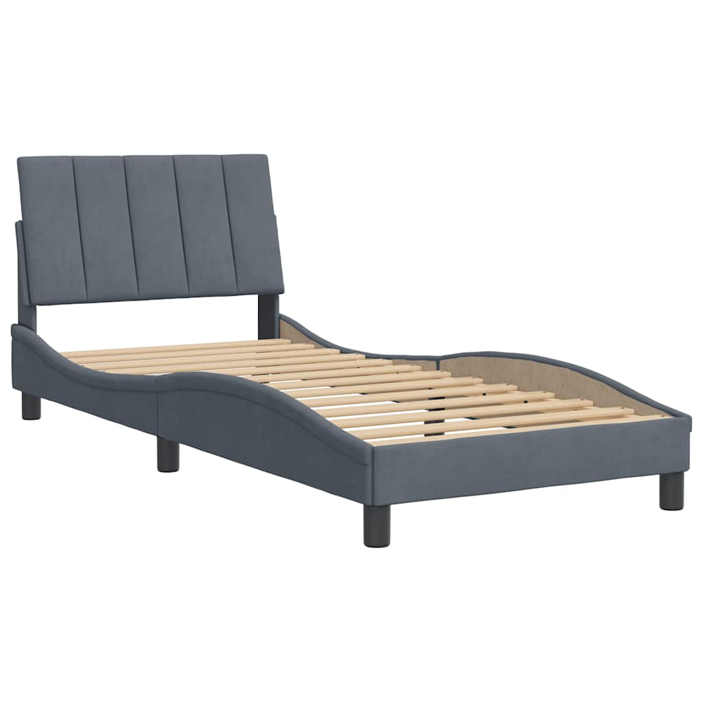 Giroletto senza Materasso Hanko Grigio Scuro 90x200 cm Velluto
