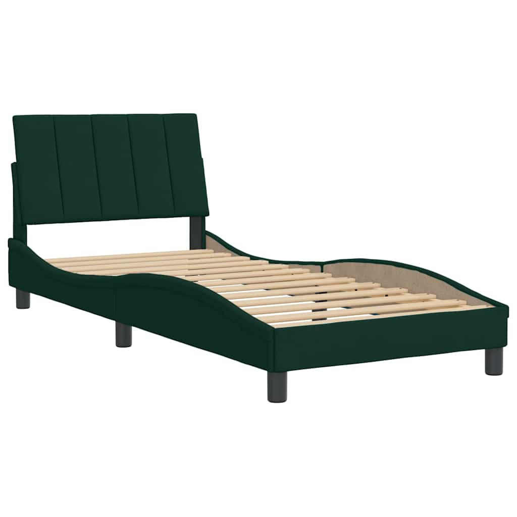 Giroletto senza Materasso Hanko Verde Scuro 90x200 cm in Velluto