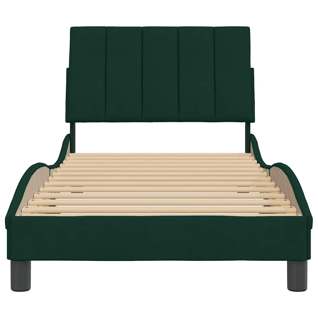 Giroletto senza Materasso Hanko Verde Scuro 90x200 cm in Velluto