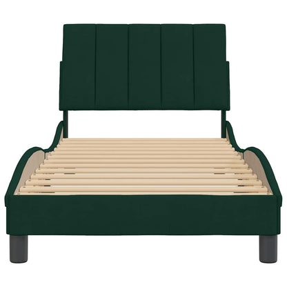 Giroletto senza Materasso Hanko Verde Scuro 90x200 cm in Velluto