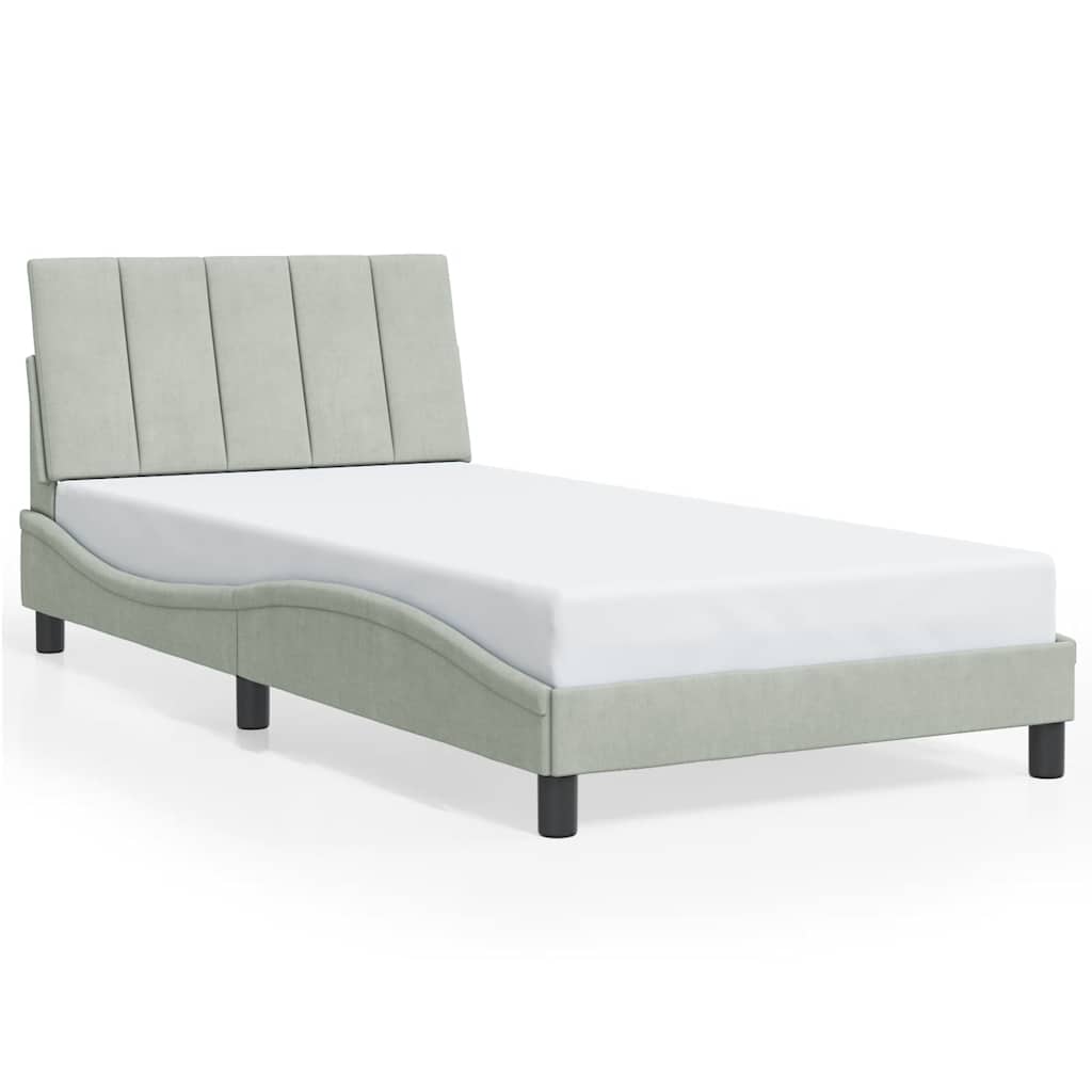 Giroletto senza Materasso Hanko Grigio Chiaro 100x200 cm Velluto